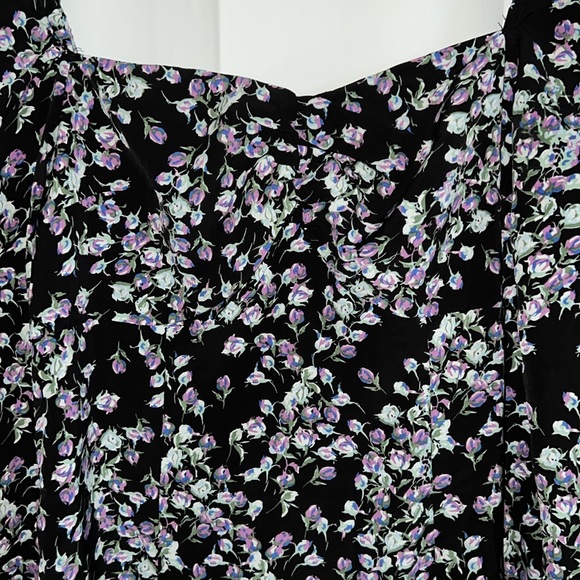 Black Missguided midi dress with purple, blue, green floral print. Size 8 Tall! - Picture 2 of 4
